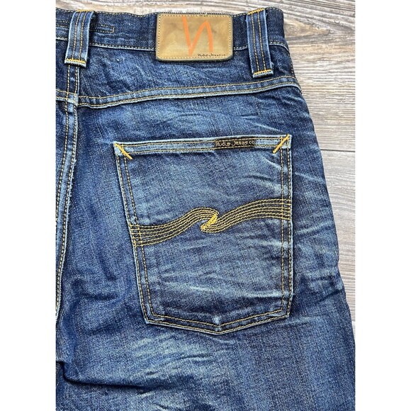 Nudie Jeans Grim Tim Jeans Mens 31x32 Fits 29/30 Selvage Button Fly Organic - Picture 8 of 16